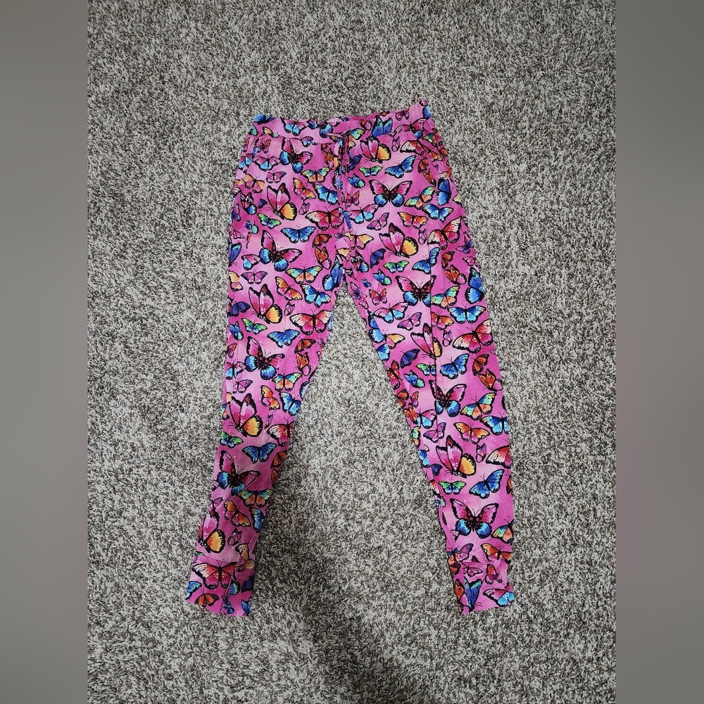 Bums & Roses Colorful Butterfly Print  Leggings Size Medium